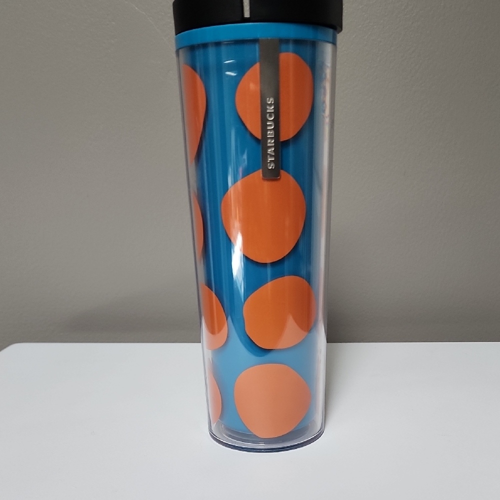 Starbucks Tumbler with Blue and Orange Design